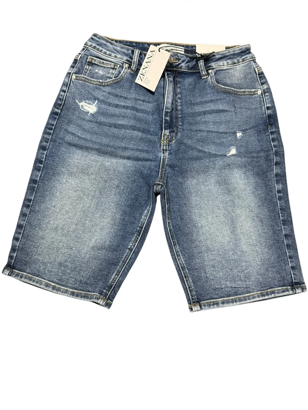 Zenana Bermuda High Waist Denim Shorts NWT